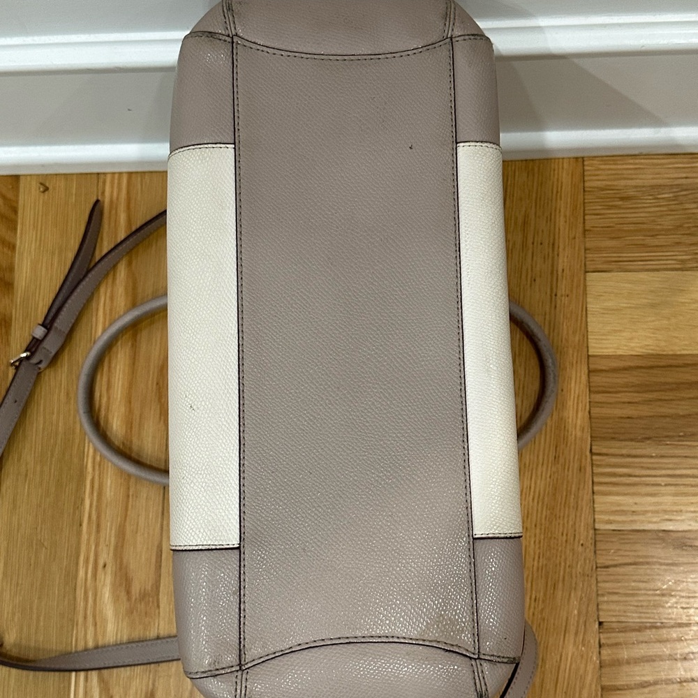 Coach Margot Beige Color Block Two-Tone Leather Satchel Shoulder Bag - Picture 10 of 16